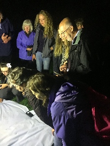 Crowds gather round to view the moths and hear Gordon talk.
